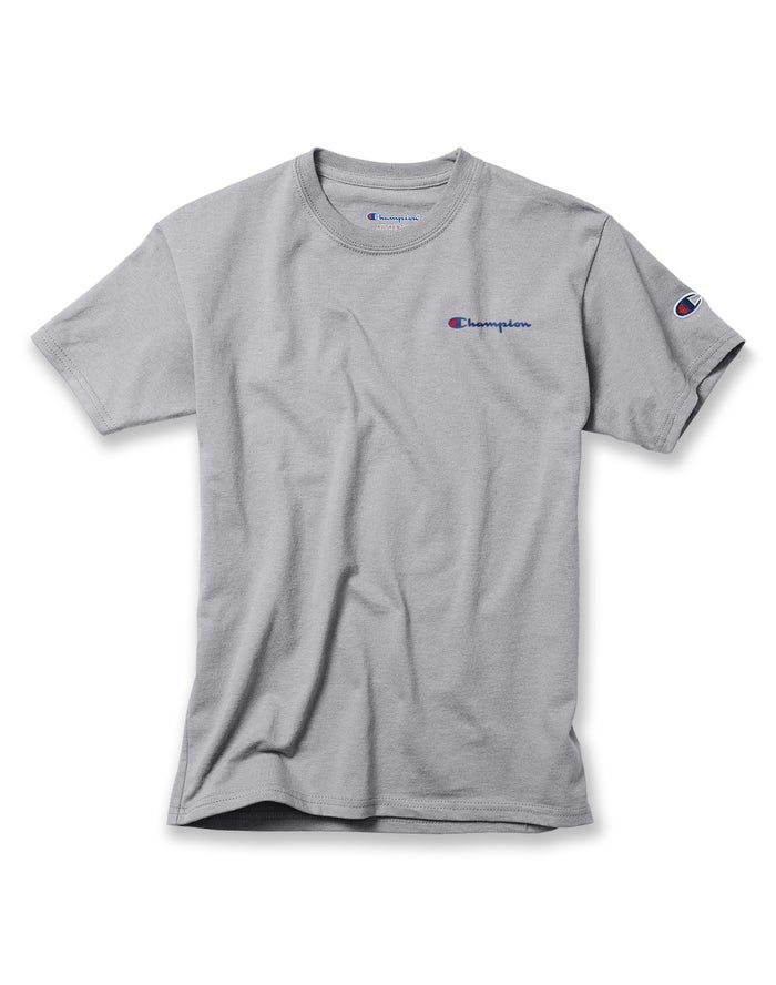 Champion Boys T-Shirt NZ - Cotton Script Logo Grey ( 8540-QHTKY )